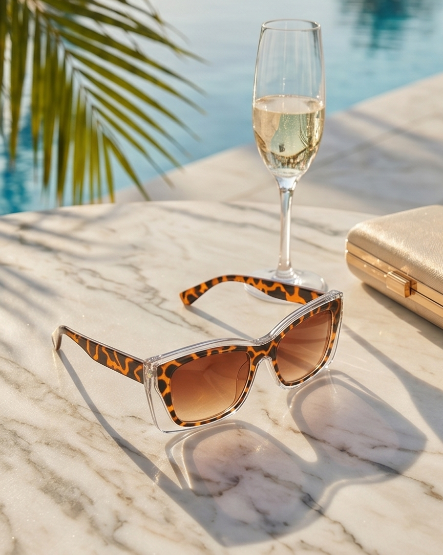 Designerskie okulary przeciwsłoneczne z transparentną oprawką i filtrem UV400 Olivia
