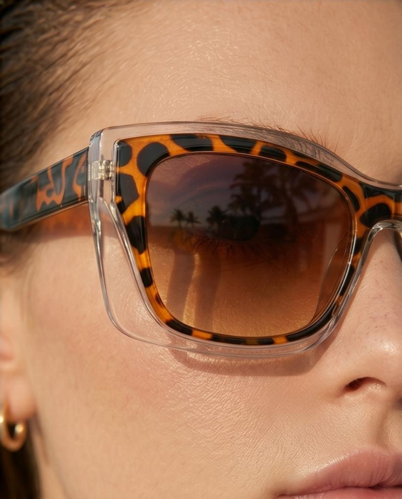 Designerskie okulary przeciwsłoneczne z transparentną oprawką i filtrem UV400 Olivia