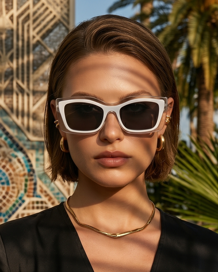 Designerskie okulary przeciwsłoneczne z transparentną oprawką i filtrem UV400 Olivia