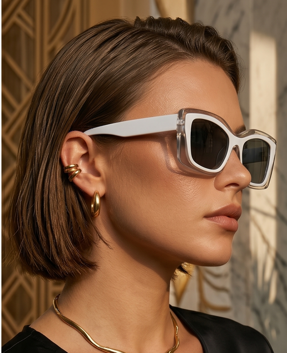 Designerskie okulary przeciwsłoneczne z transparentną oprawką i filtrem UV400 Olivia