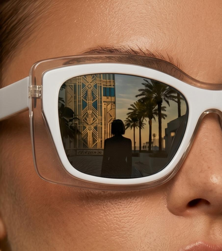 Designerskie okulary przeciwsłoneczne z transparentną oprawką i filtrem UV400 Olivia