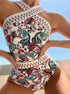 Jednoczęściowy strój kąpielowy z dekoltem typu halter i orientalnym wzorem paisley Roxana