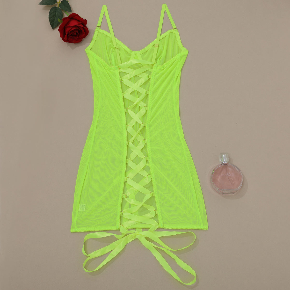 Przezroczysty kombinezon z siateczki w wielu kolorach Violetta fluorescent green