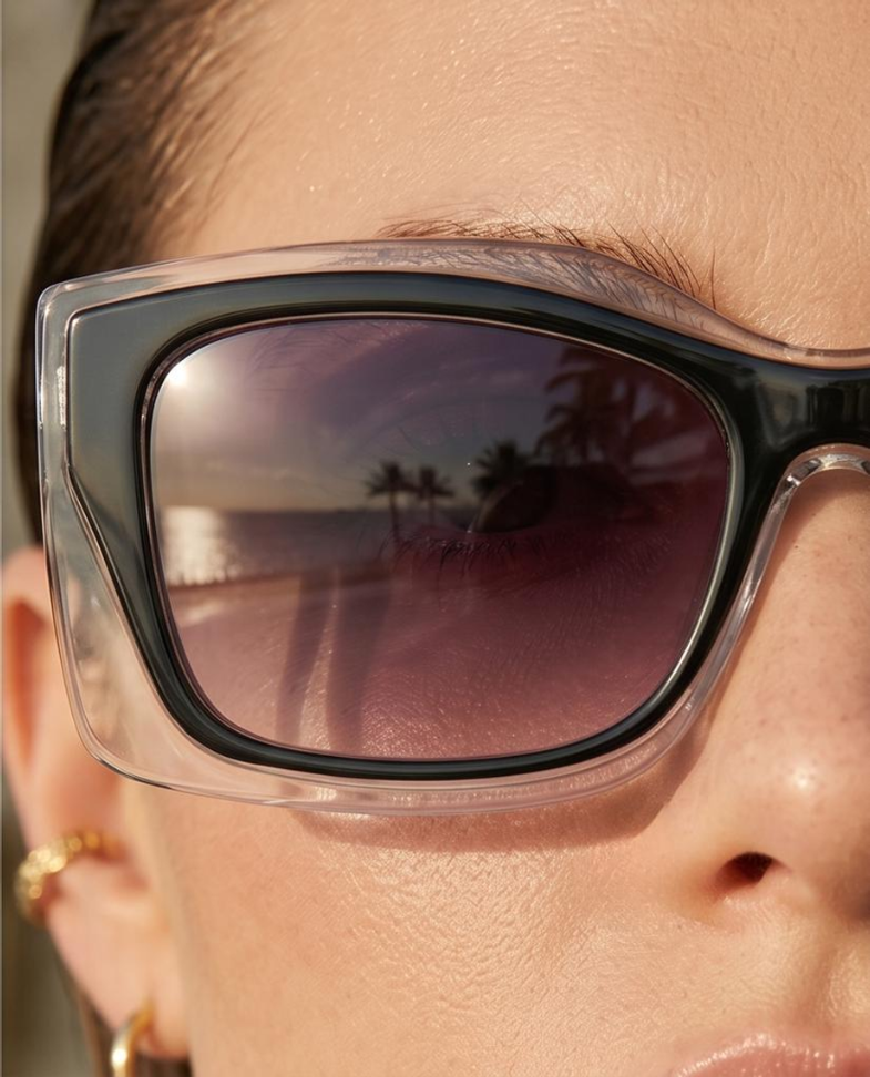 Designerskie okulary przeciwsłoneczne z transparentną oprawką i filtrem UV400 Olivia