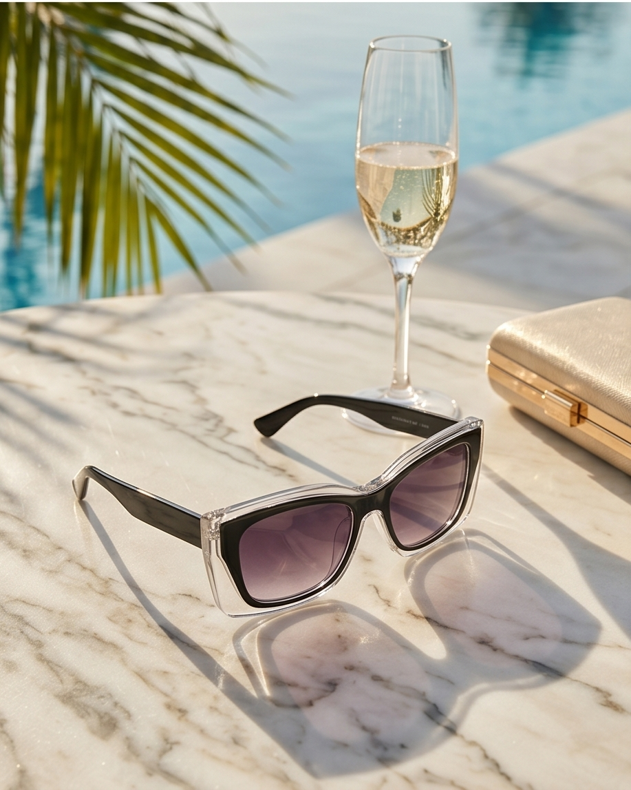 Designerskie okulary przeciwsłoneczne z transparentną oprawką i filtrem UV400 Olivia