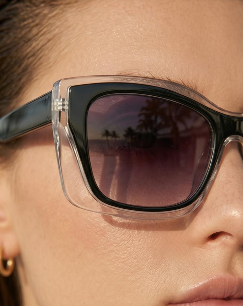 Designerskie okulary przeciwsłoneczne z transparentną oprawką i filtrem UV400 Olivia
