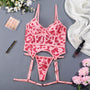 Różowy komplet bielizny w panterkę z siateczki w stylu bikini Pantera Pink