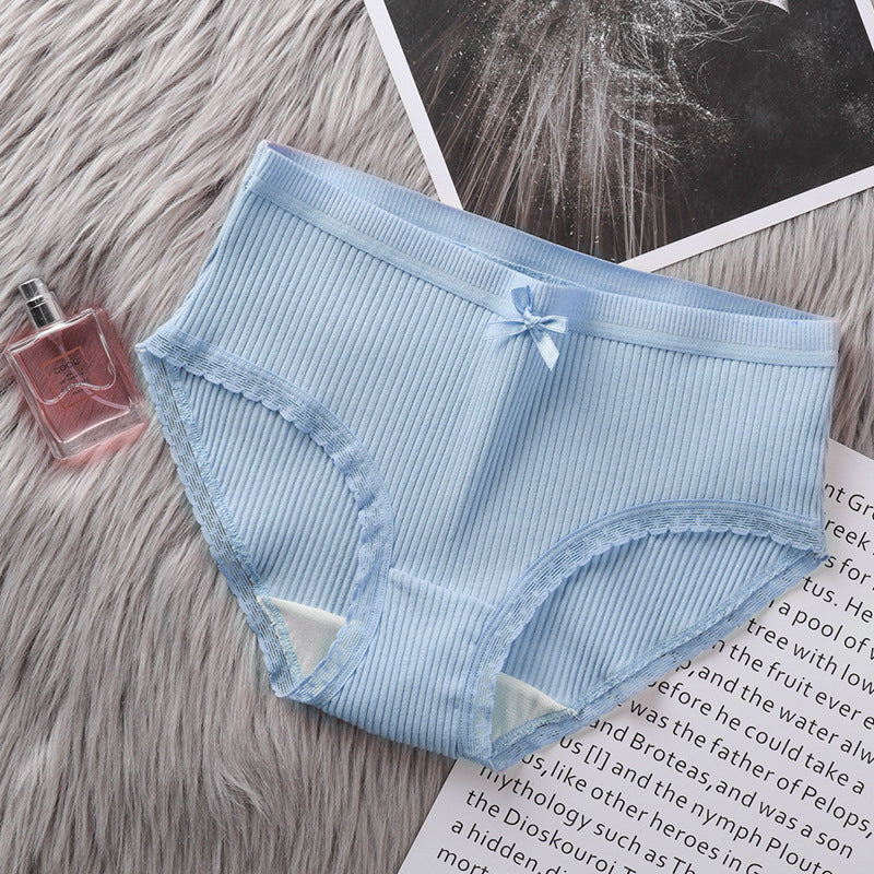 Majtki prążkowane o średnim stanie z miękkiego materiału Norina Niebieski