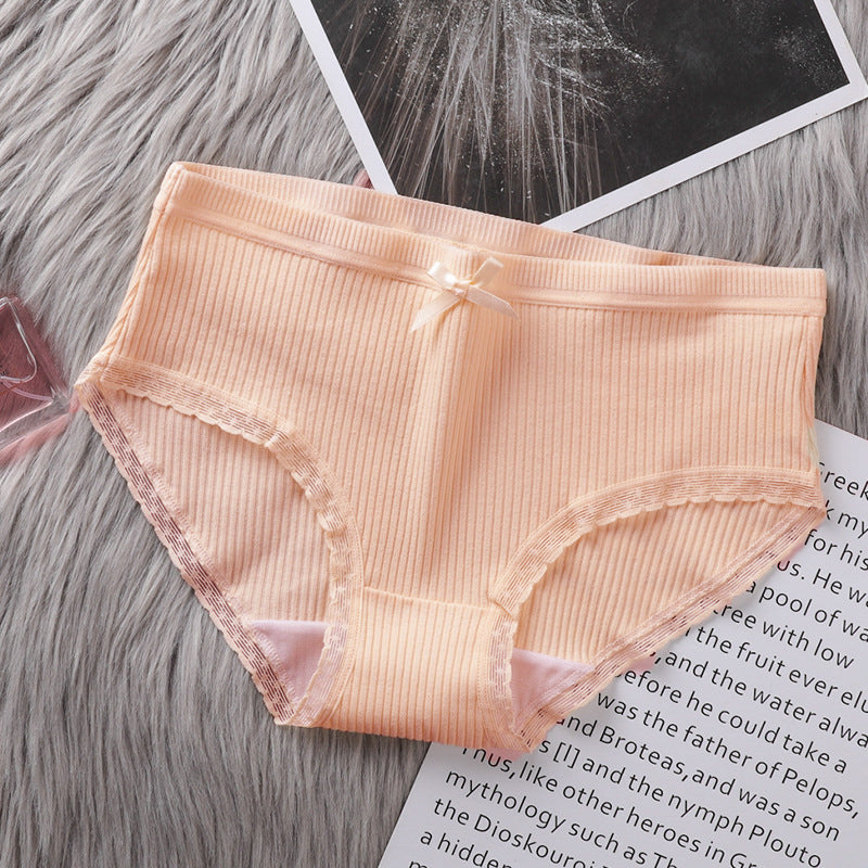 Majtki prążkowane o średnim stanie z miękkiego materiału Norina Beżowy