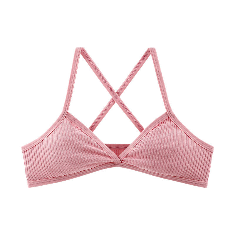 Braletka miękka z delikatnymi przeszyciami na co dzień i specjalne okazje Cleva Różowy