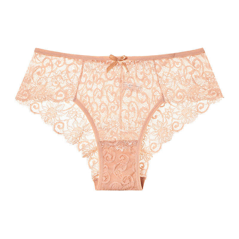 Majtki brazyliany z delikatnej koronki Bertina Beżowy