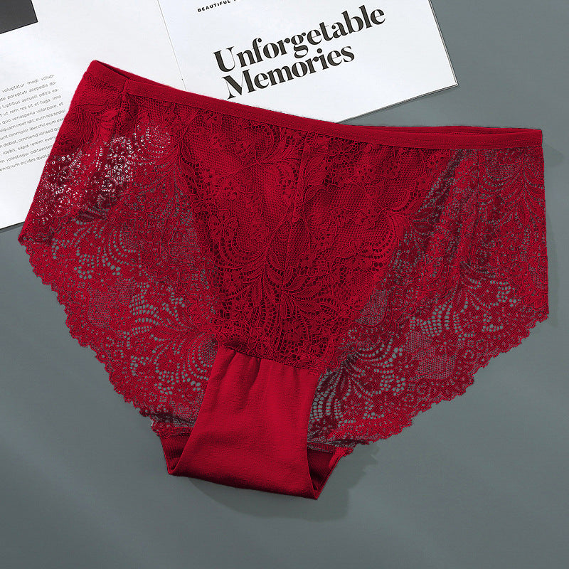 Majtki bezszwowe z koronką średni stan eleganckie codzienne Saimira Bordowy