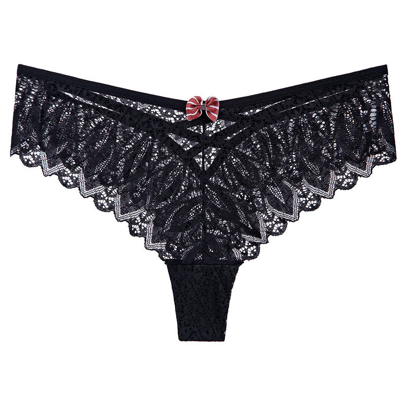 Figi koronkowe z kokardką na specjalne okazje Wita Czarny