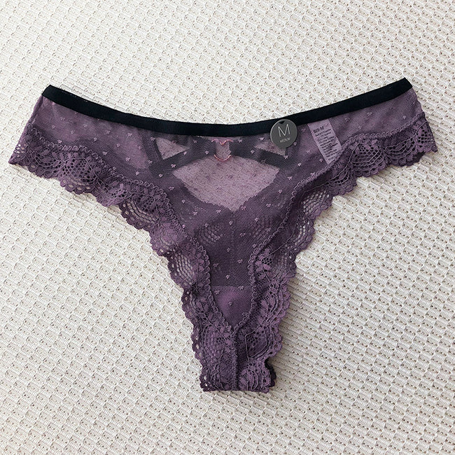 Stringi koronkowe z ozdobnymi paskami na specjalne okazje Aliana Fioletowy