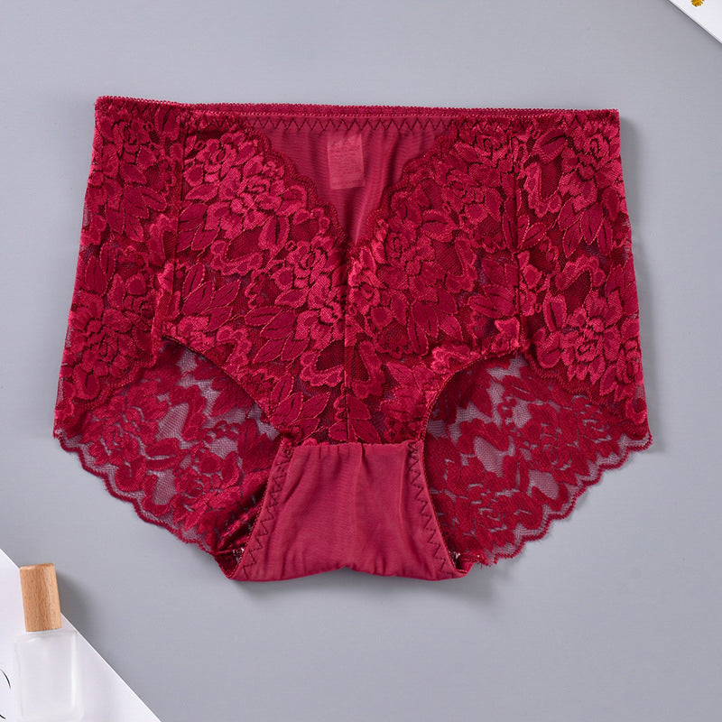 Majtki koronkowe z pełnym tyłem eleganckie Heidine Bordowy