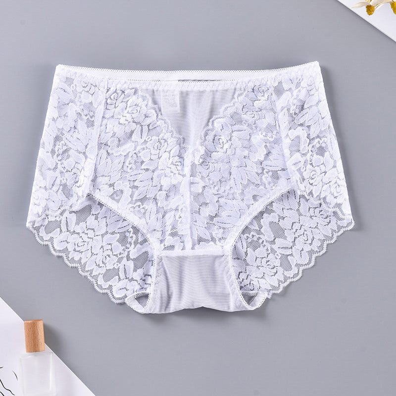 Majtki koronkowe z pełnym tyłem eleganckie Heidine Biały