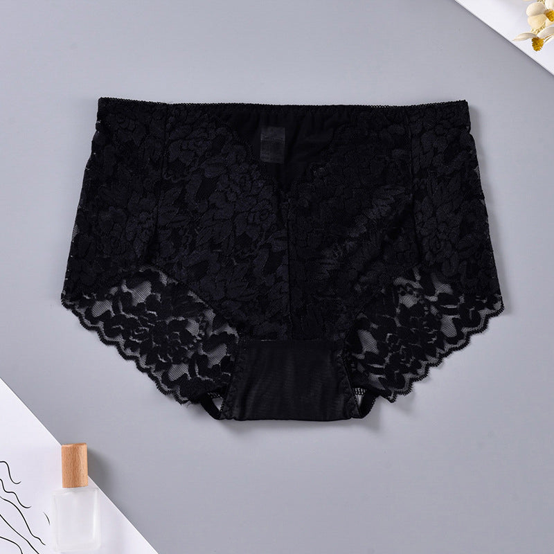 Majtki koronkowe z pełnym tyłem eleganckie Heidine Czarny