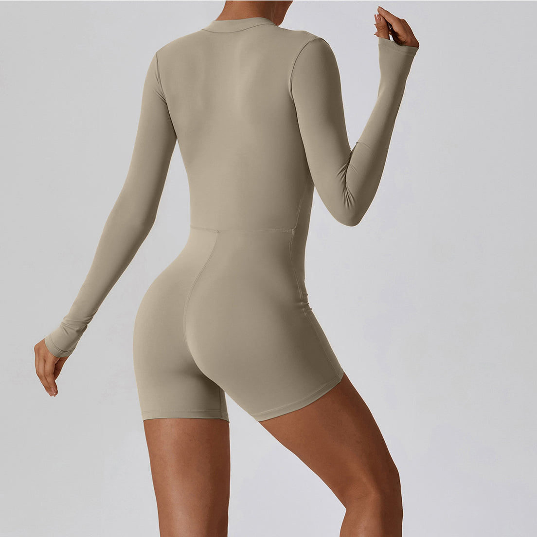 Body sportowe z elastycznego materiału z zamkiem błyskawicznym Sylviane