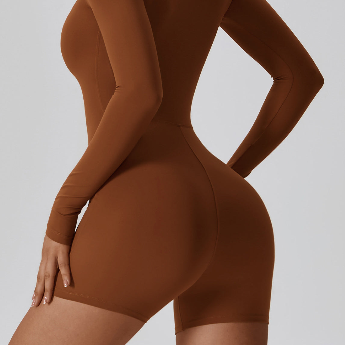 Body sportowe z elastycznego materiału z zamkiem błyskawicznym Sylviane