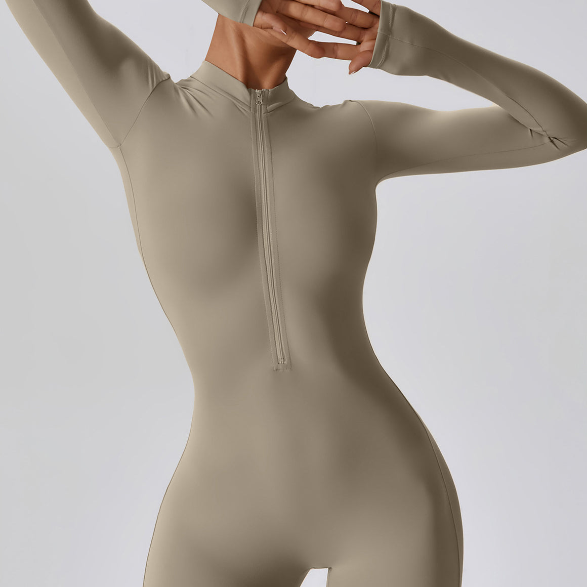 Body sportowe z elastycznego materiału z zamkiem błyskawicznym Sylviane