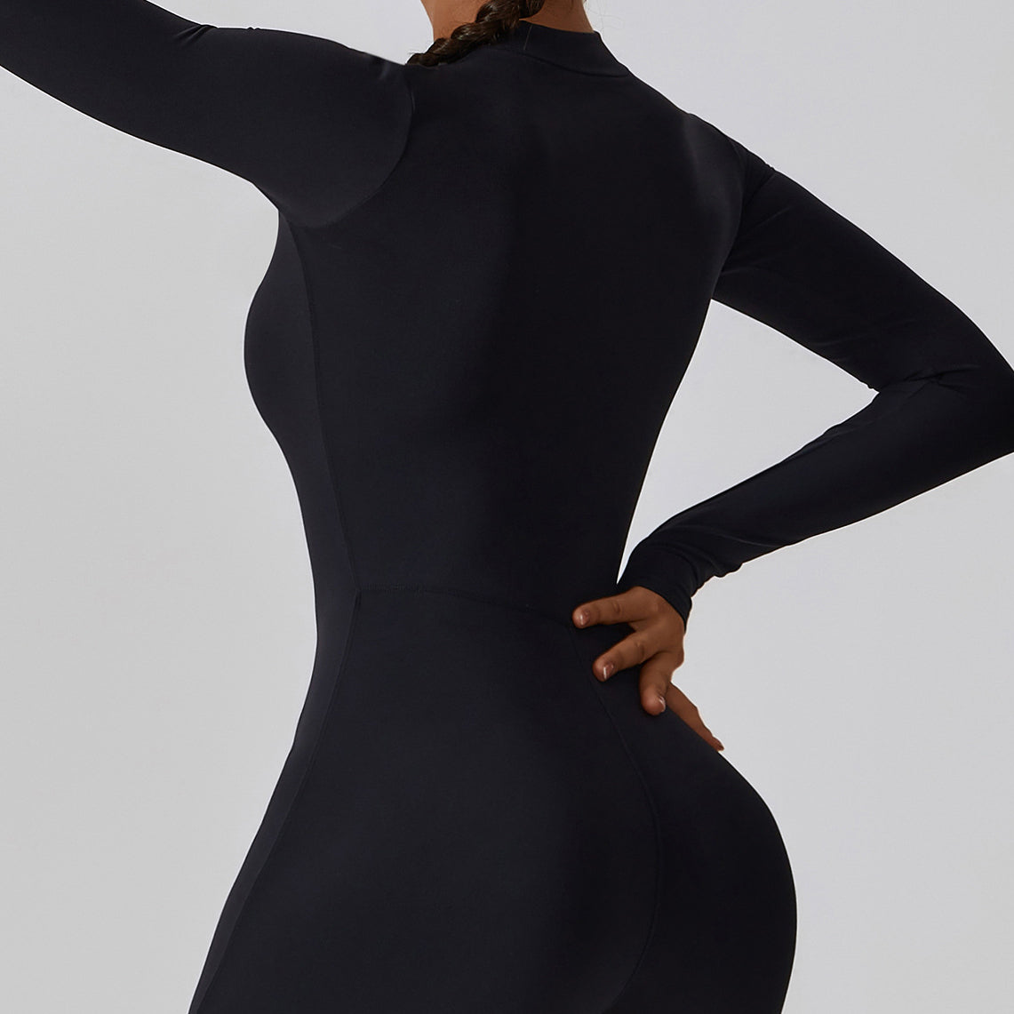 Body sportowe z elastycznego materiału z zamkiem błyskawicznym Sylviane