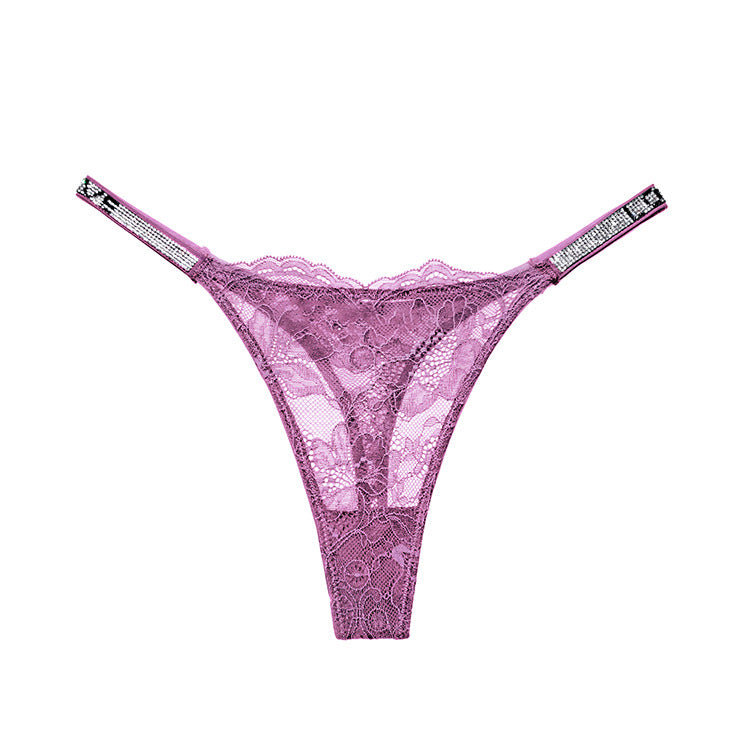 Stringi koronkowe z cyrkoniami na specjalne okazje Lovisa Fioletowy