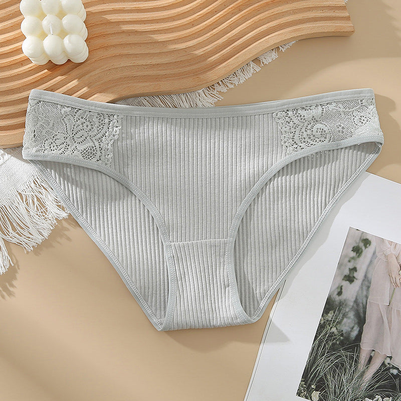 Figi koronkowe z elastycznego materiału na co dzień i okazje Dafni Szary