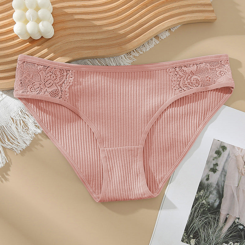 Figi koronkowe z elastycznego materiału na co dzień i okazje Dafni Różowy