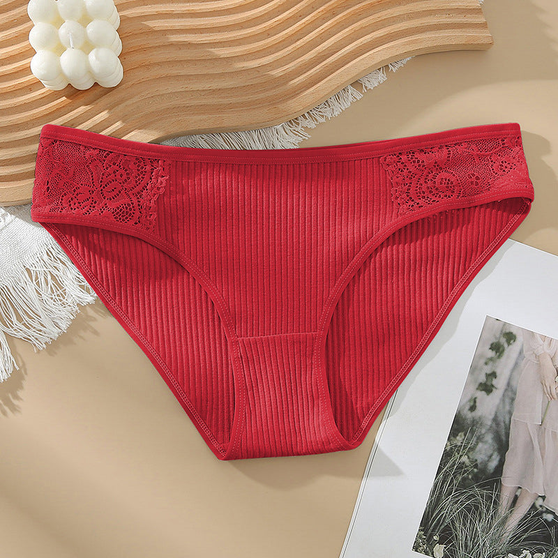 Figi koronkowe z elastycznego materiału na co dzień i okazje Dafni Czerwony