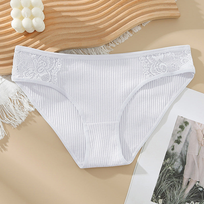 Figi koronkowe z elastycznego materiału na co dzień i okazje Dafni Biały