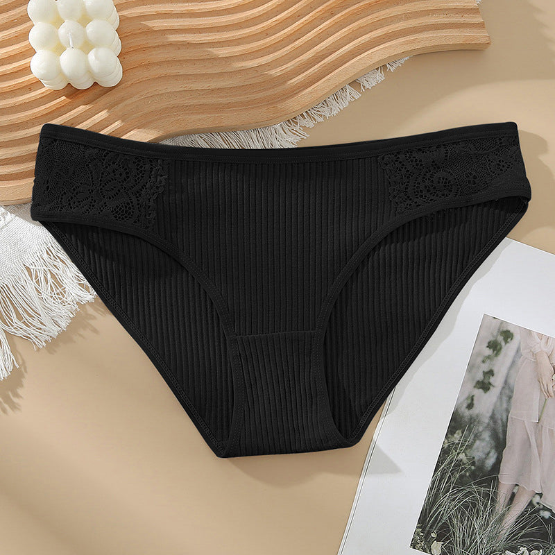 Figi koronkowe z elastycznego materiału na co dzień i okazje Dafni Czarny