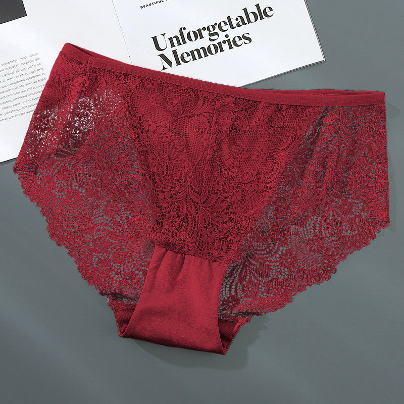 Majtki z wysokim stanem koronkowe eleganckie Michela Bordowy