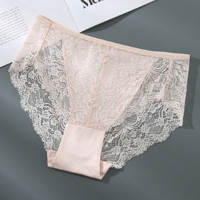 Majtki z wysokim stanem koronkowe eleganckie Michela Beżowy