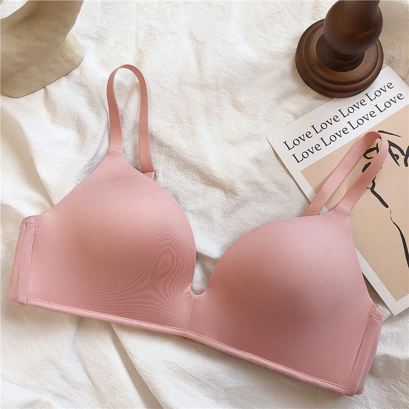 Biustonosz bezszwowy bez fiszbin elastyczny na co dzień Adrienne Różowy