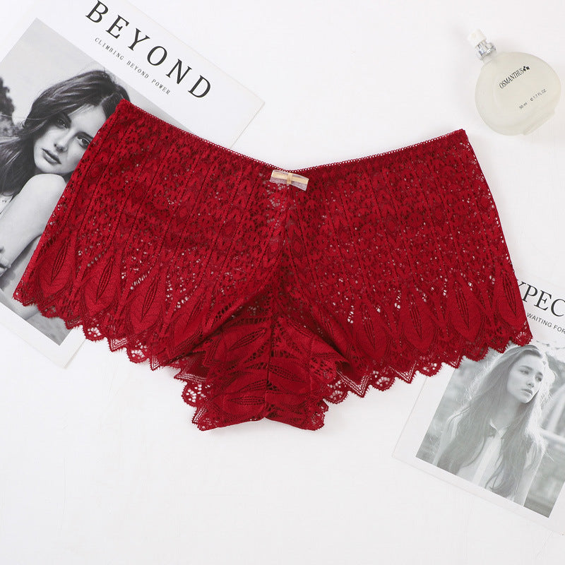 Majtki koronkowe z sznurowaniem eleganckie na co dzień Aylin Bordowy