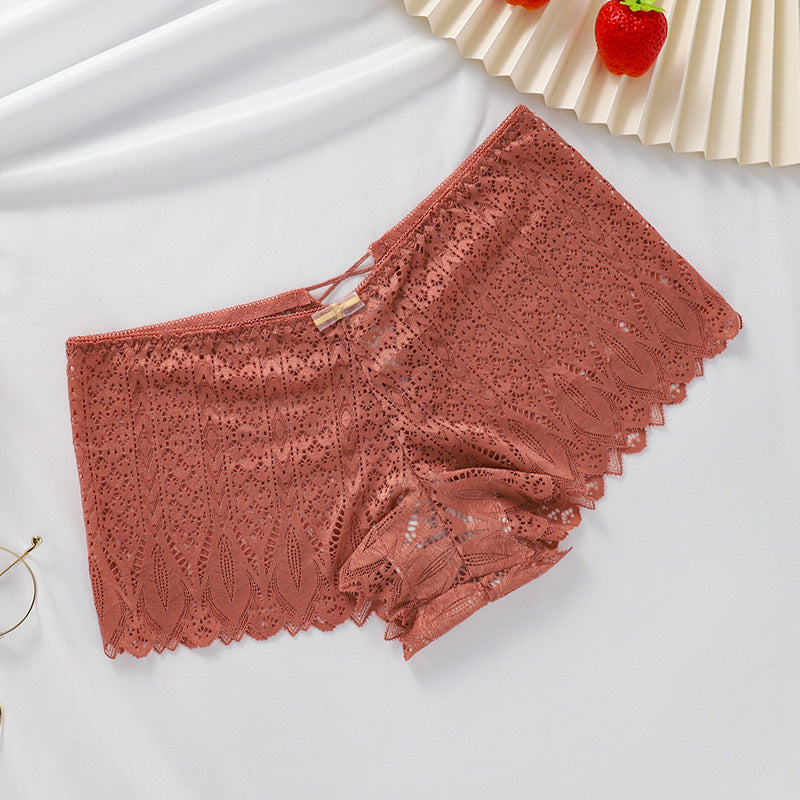 Majtki koronkowe z sznurowaniem eleganckie na co dzień Aylin Beżowy