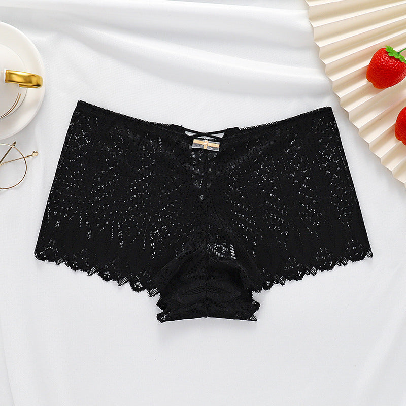Majtki koronkowe z sznurowaniem eleganckie na co dzień Aylin Czarny