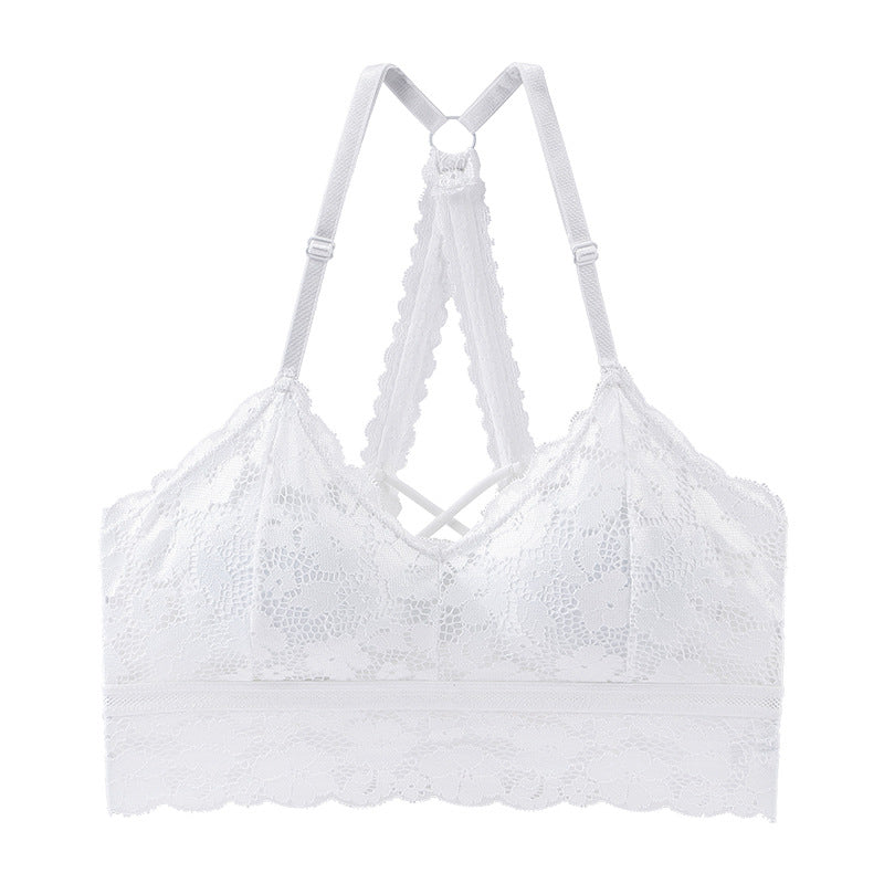 Braletka koronkowa bez fiszbin z krzyżującymi się ramiączkami Tawnee Biały