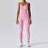 Kombinezon bezszwowy sportowy z ramiączkami do treningu Gustava Różowy