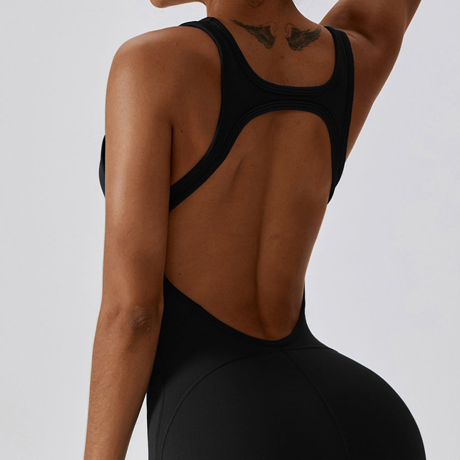 Strój do jogi z odkrytymi plecami elastyczny materiał do ćwiczeń Henny