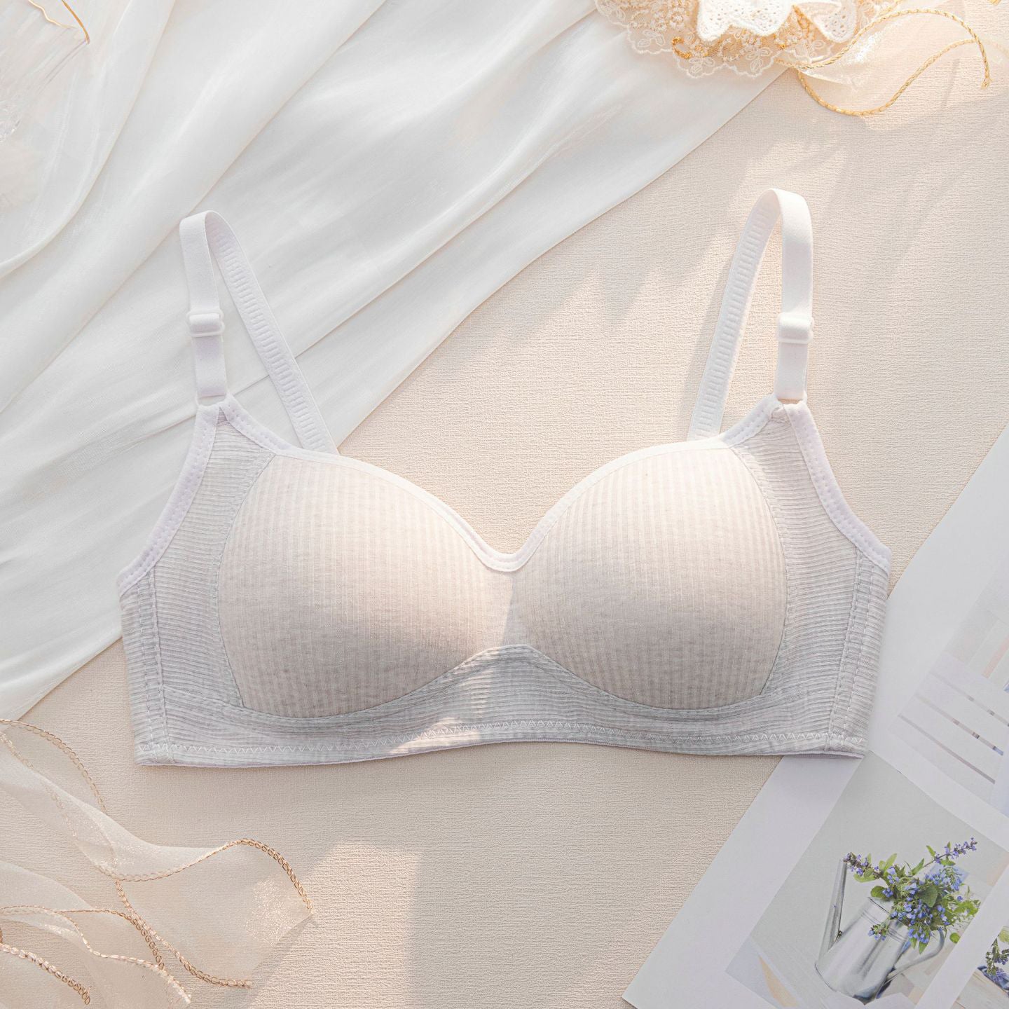 Biustonosz bezszwowy bez fiszbin codzienny elegancki Sibylle Szary2