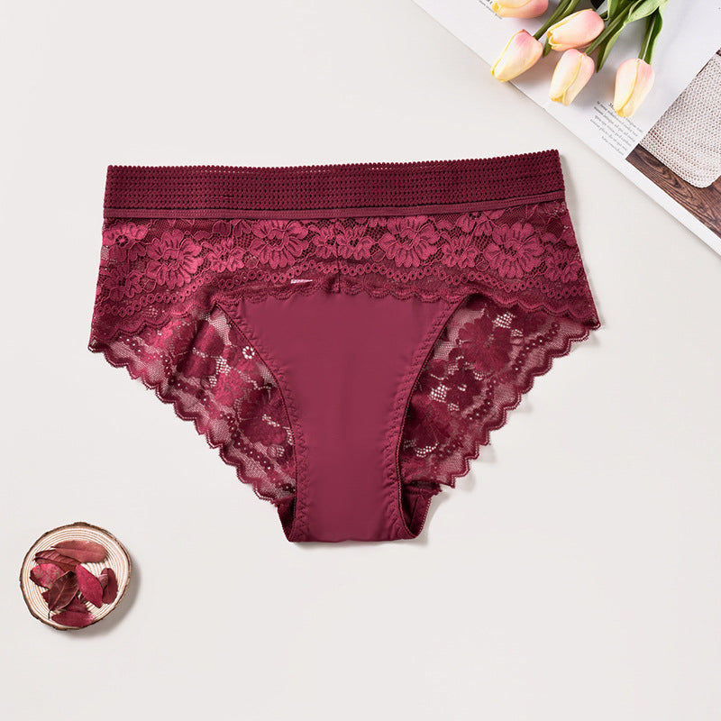 Figi z koronkowym pasem na co dzień i okazje Trautlind Bordowy