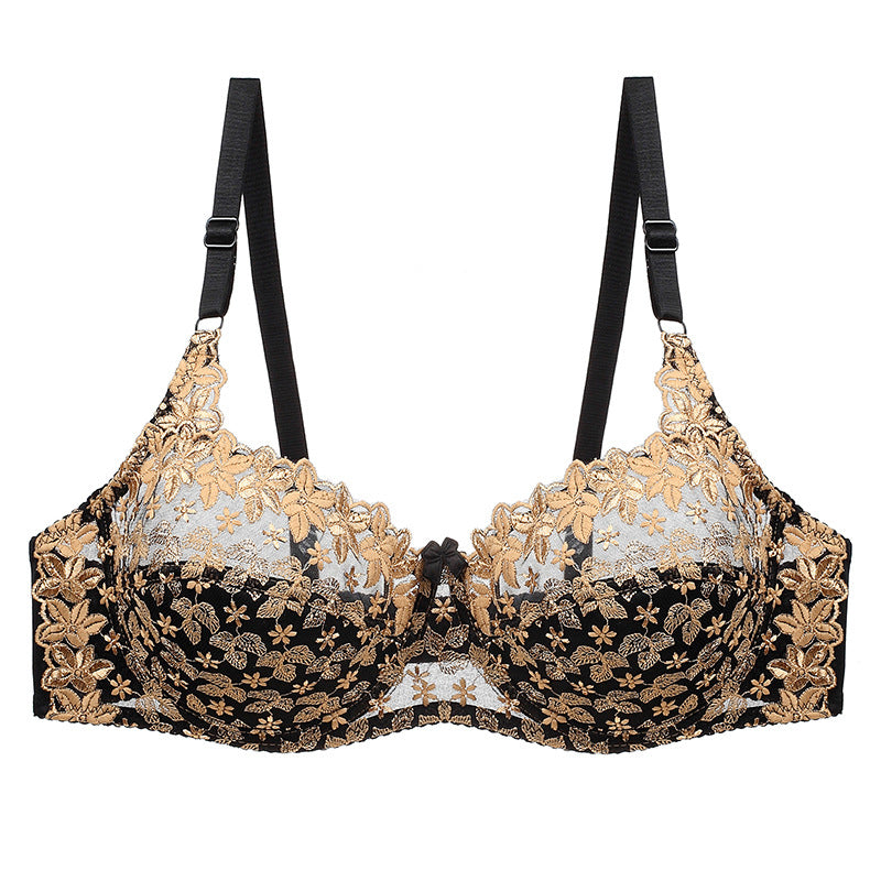 Koronkowy biustonosz półprzezroczysty na co dzień i specjalne okazje Monique Złoty