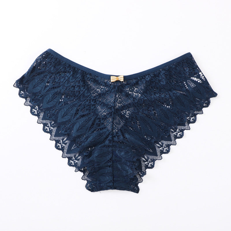 Majtki koronkowe ze strapsami eleganckie Herlaug Granatowy