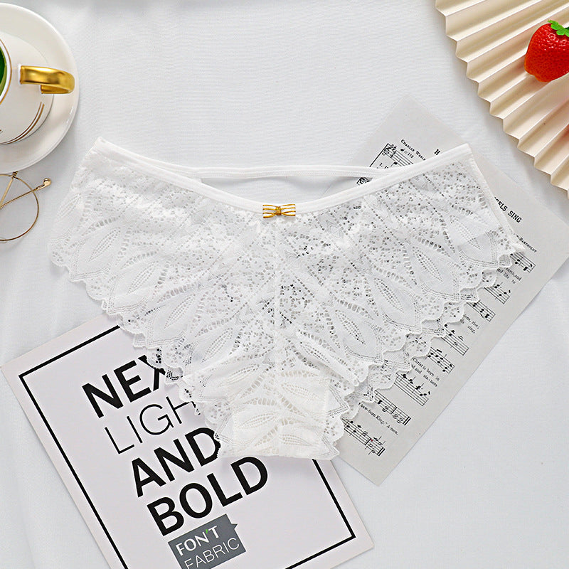 Majtki koronkowe ze strapsami eleganckie Herlaug Biały