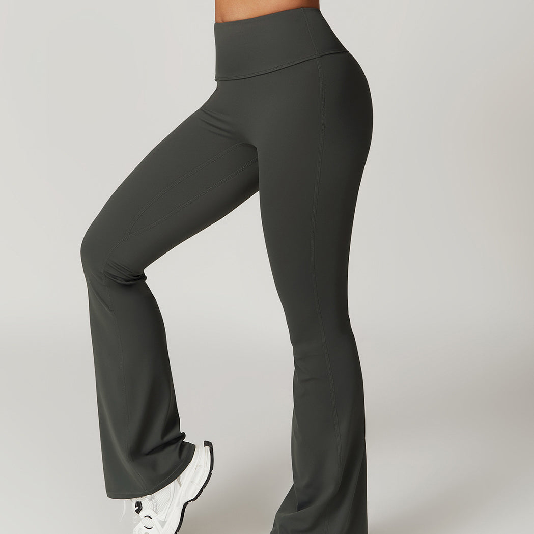 Spodnie treningowe z elastycznego materiału z wysokim stanem Oksun Szary2