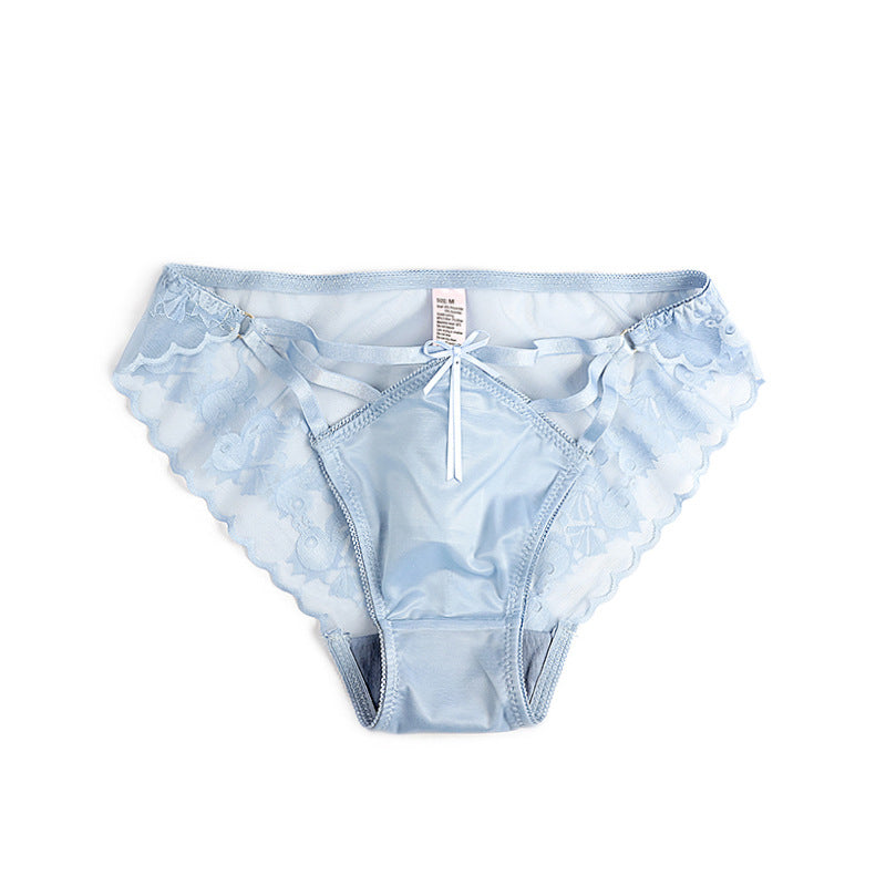 Figi z paseczkami z gładkiej tkaniny na co dzień Manlia Niebieski