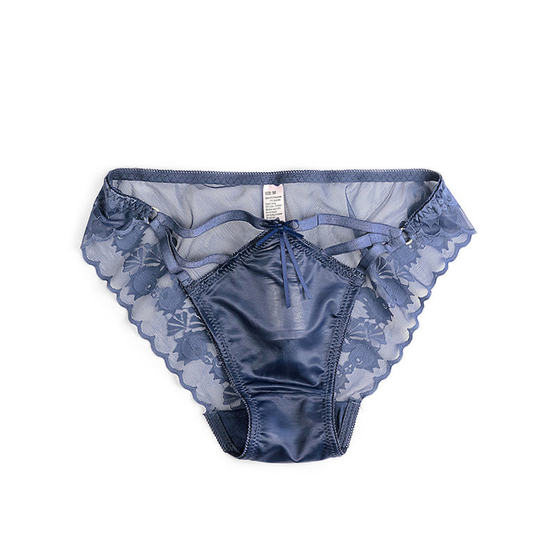 Figi z paseczkami z gładkiej tkaniny na co dzień Manlia Granatowy