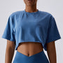 Crop top sportowy do treningu Ansje Niebieski