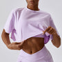 Crop top sportowy do treningu Ansje Fioletowy